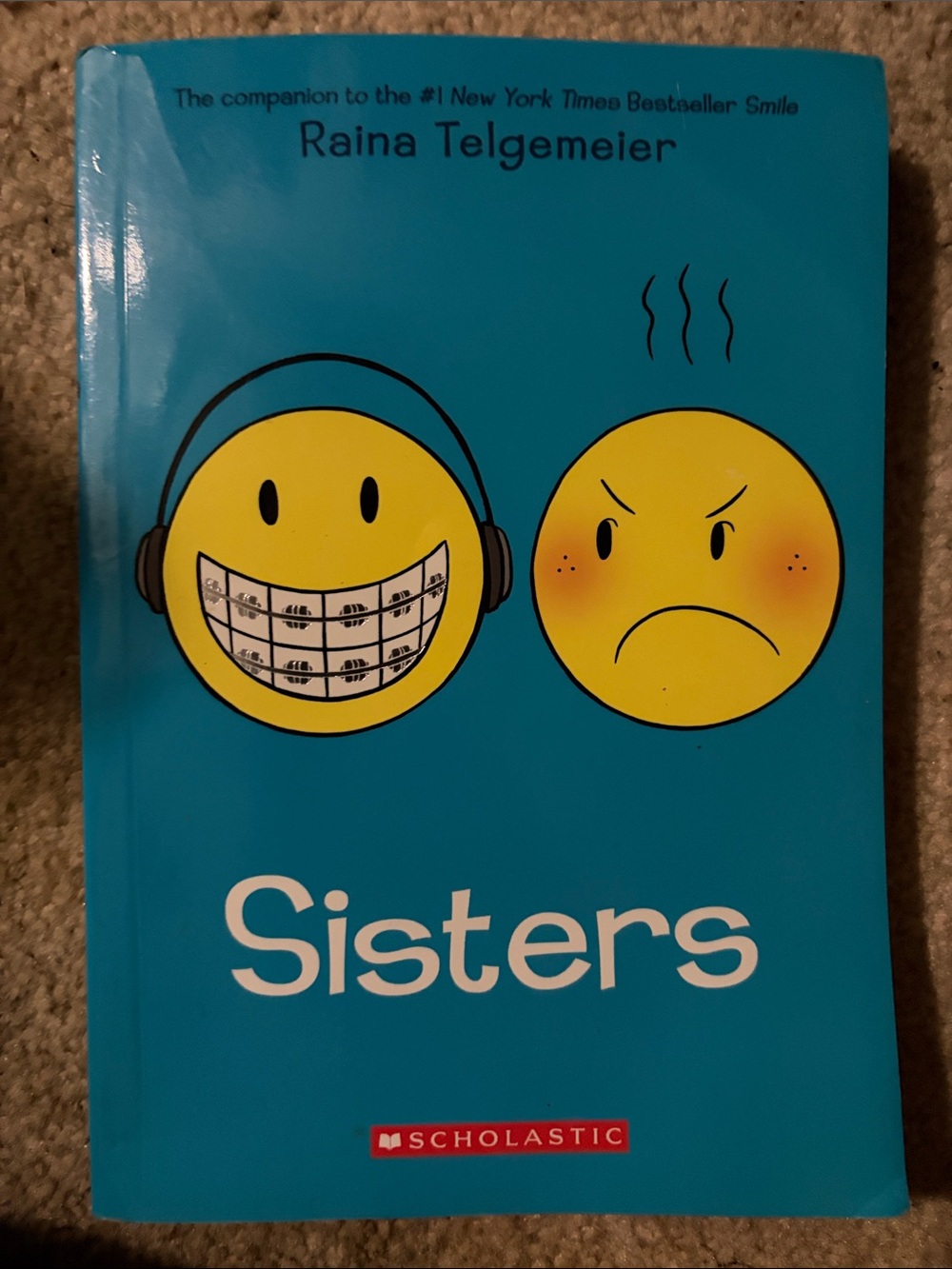 Barnes & Noble Blue On-Ear Headphones with Yellow Smiley Detail
